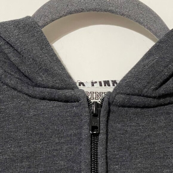 Victorias Secret Pink Size XS Black Hoodie With Floral Sleeve & Logo Detail - Picture 4 of 11